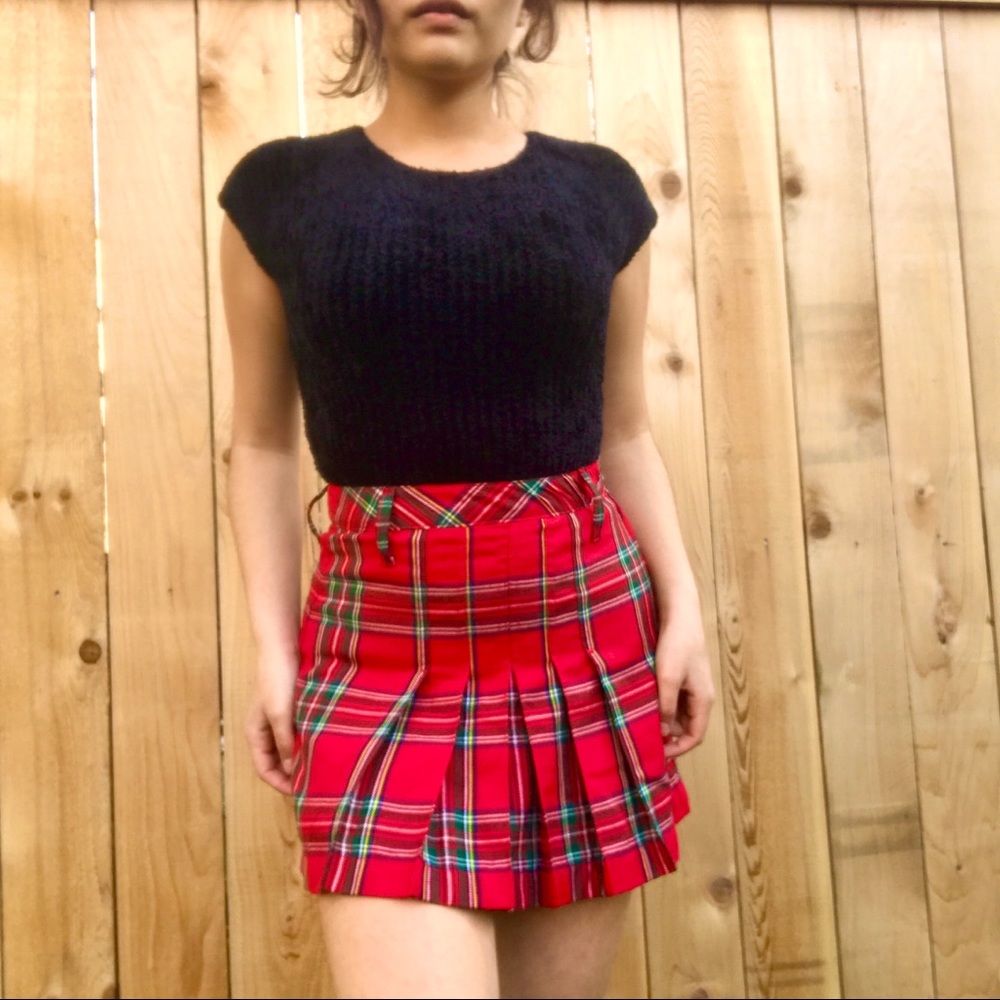 Vintage 90s Plaid Pleated Skirt